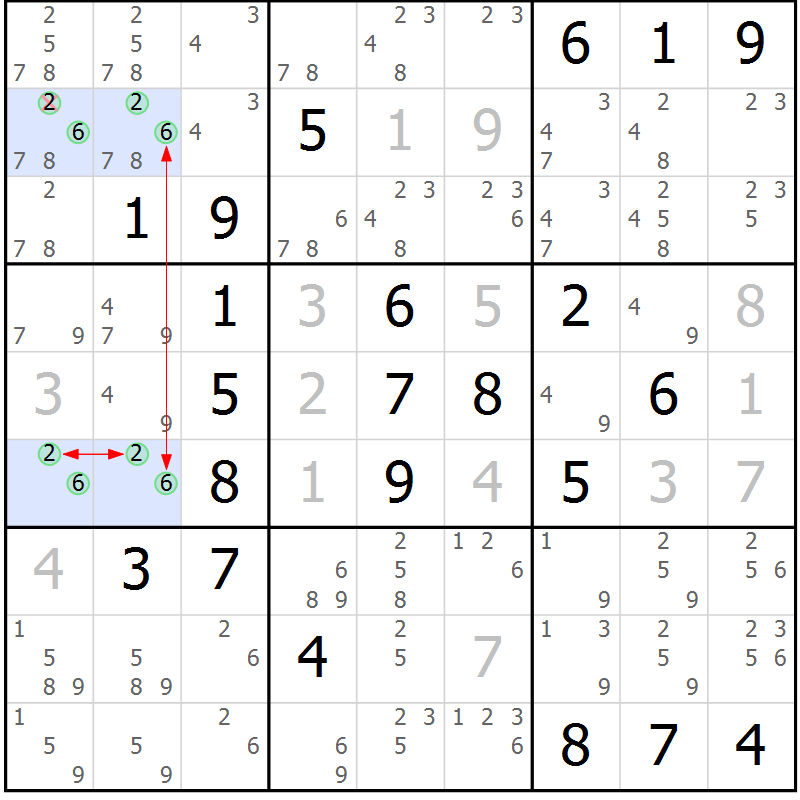 Position des candidats pour la solution de la Gr 27 page 30 du magazine de sudoku Sudoku Suprême n° 041