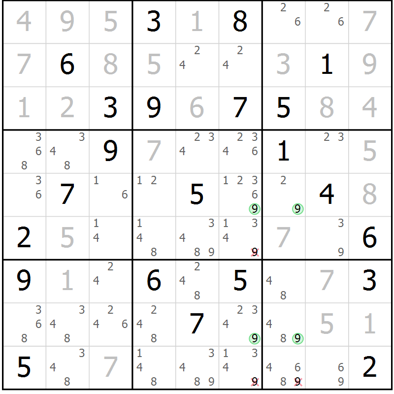 Position des candidats pour la solution de la Gr 29 page 32 du magazine de sudoku Sudoku Suprême n° 041