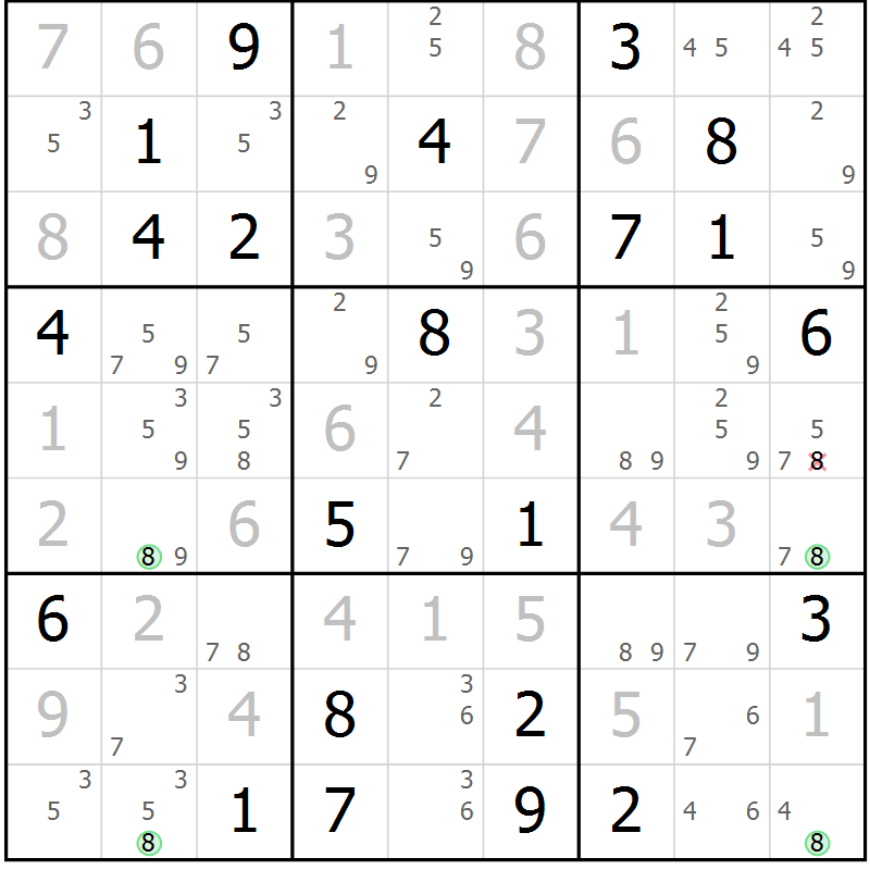 Position des candidats pour la solution de la Gr 31 page 34 du magazine de sudoku Sudoku Suprême n° 041