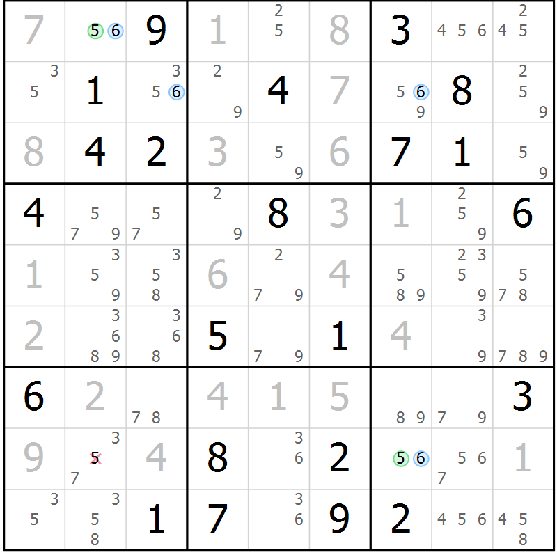 Position des candidats pour la solution de la Gr 31 page 34 du magazine de sudoku Sudoku Suprême n° 041