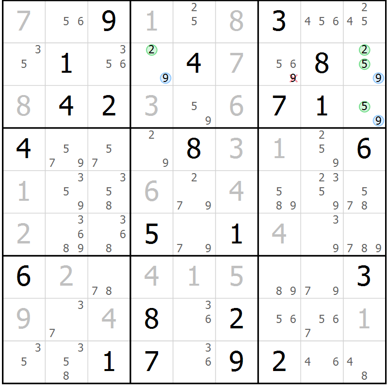 Position des candidats pour la solution de la Gr 31 page 34 du magazine de sudoku Sudoku Suprême n° 041