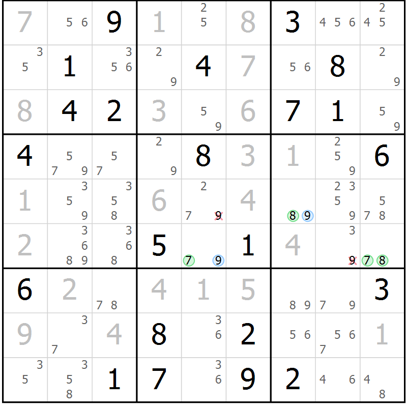 Position des candidats pour la solution de la Gr 31 page 34 du magazine de sudoku Sudoku Suprême n° 041