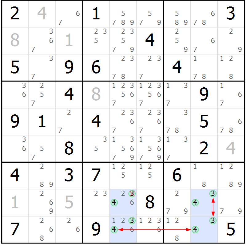 Position des candidats pour la solution de la Gr 32 page 35 du magazine de sudoku Sudoku Suprême n° 041