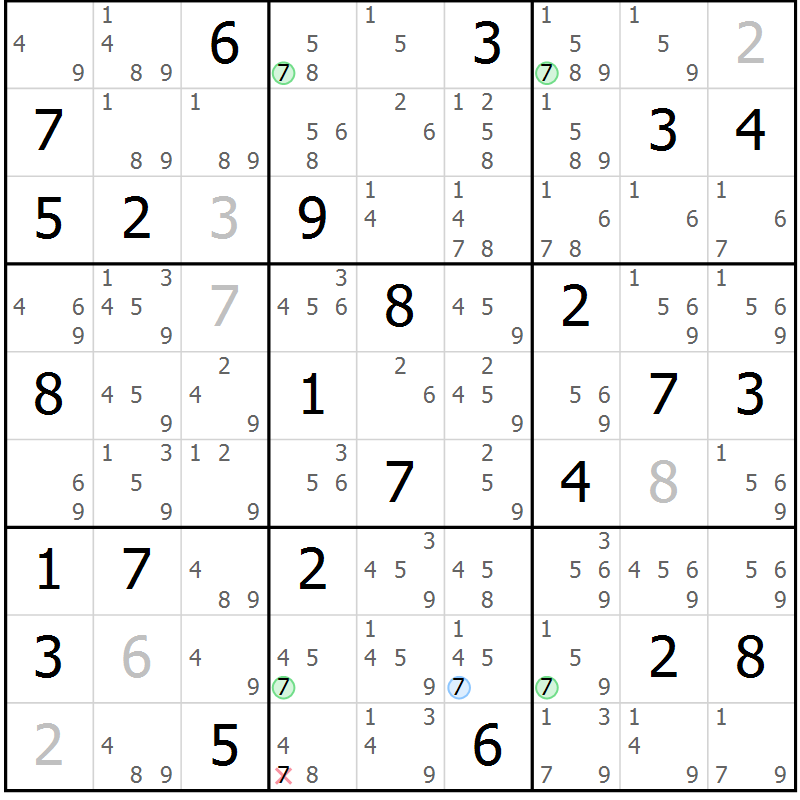 Position des candidats pour la solution de la Gr 34 page 37 du magazine de sudoku Sudoku Suprême n° 041