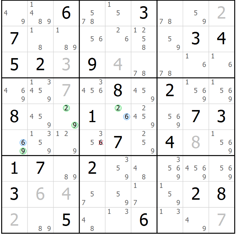 Position des candidats pour la solution de la Gr 34 page 37 du magazine de sudoku Sudoku Suprême n° 041