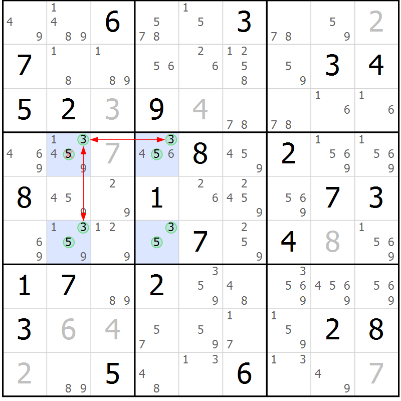 Position des candidats pour la solution de la Gr 34 page 37 du magazine de sudoku Sudoku Suprême n° 041