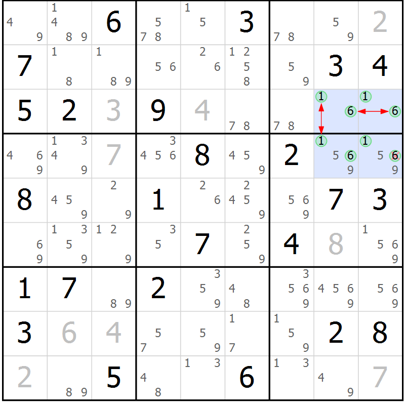 Position des candidats pour la solution de la Gr 34 page 37 du magazine de sudoku Sudoku Suprême n° 041