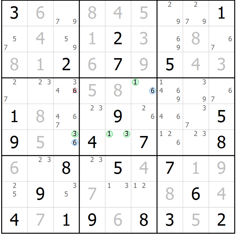 Position des candidats pour la solution de la Gr 35 page 38 du magazine de sudoku Sudoku Suprême n° 041
