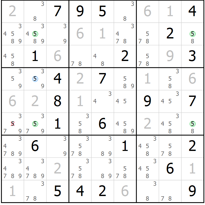 Position des candidats pour la solution de la Gr 37 page 40 du magazine de sudoku Sudoku Suprême n° 041