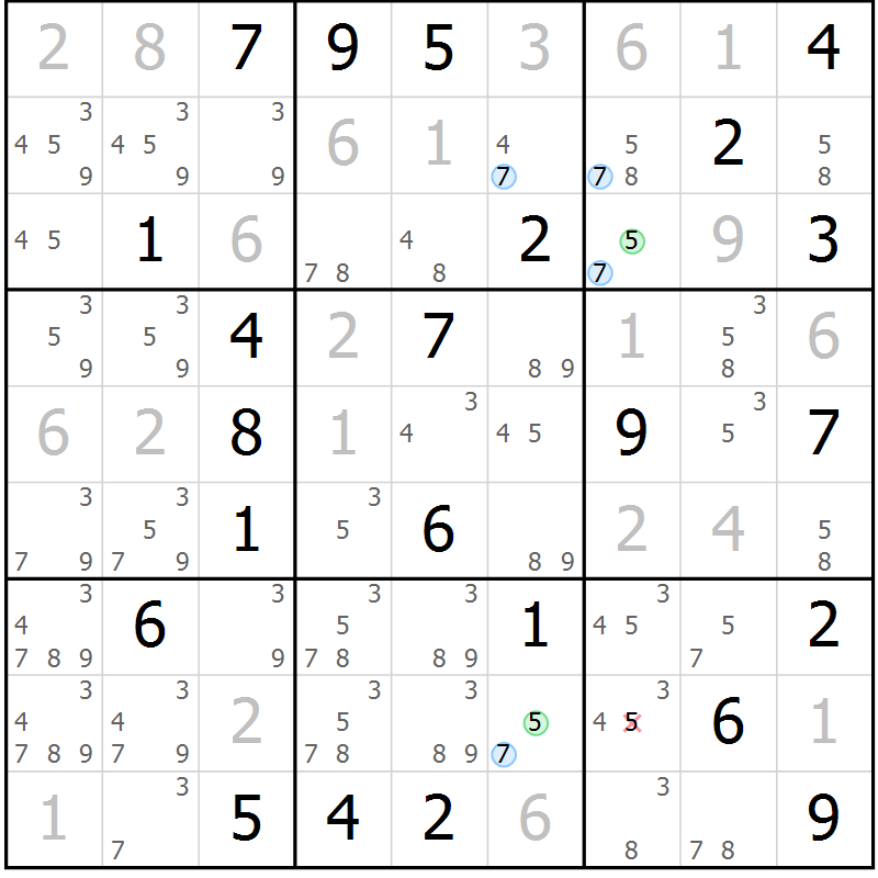 Position des candidats pour la solution de la Gr 37 page 40 du magazine de sudoku Sudoku Suprême n° 041