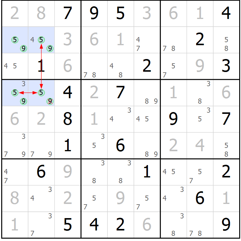 Position des candidats pour la solution de la Gr 37 page 40 du magazine de sudoku Sudoku Suprême n° 041