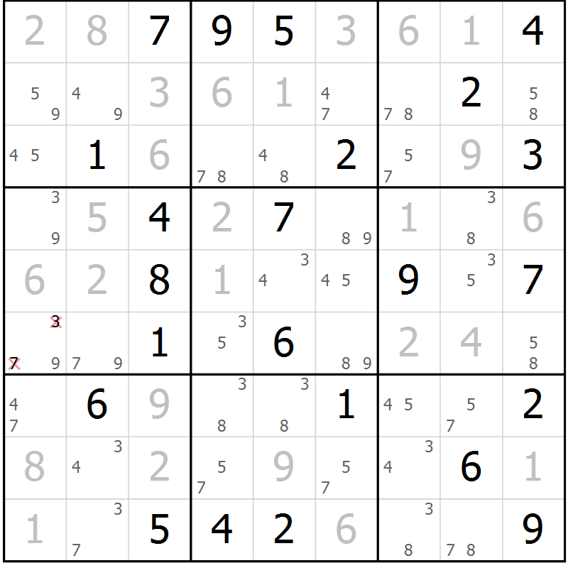 Position des candidats pour la solution de la Gr 37 page 40 du magazine de sudoku Sudoku Suprême n° 041