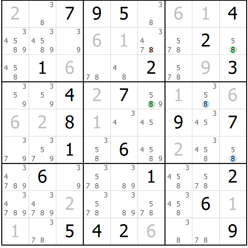 Position des candidats pour la solution de la Gr 37 page 40 du magazine de sudoku Sudoku Suprême n° 041