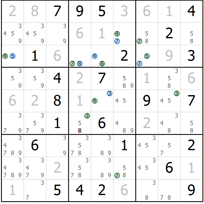 Position des candidats pour la solution de la Gr 37 page 40 du magazine de sudoku Sudoku Suprême n° 041