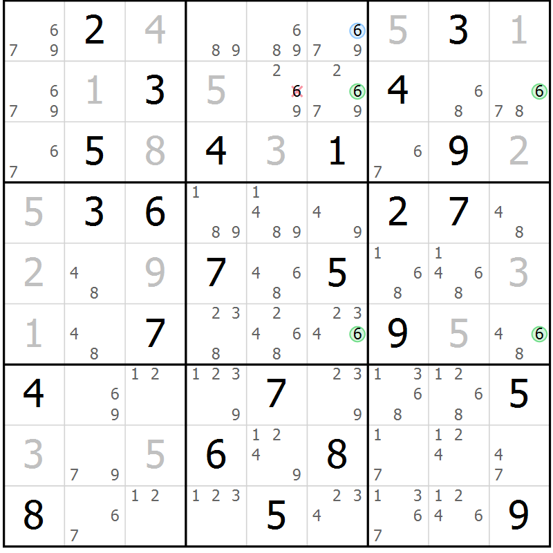 Position des candidats pour la solution de la Gr 38 page 41 du magazine de sudoku Sudoku Suprême n° 041