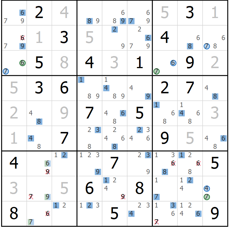 Position des candidats pour la solution de la Gr 38 page 41 du magazine de sudoku Sudoku Suprême n° 041