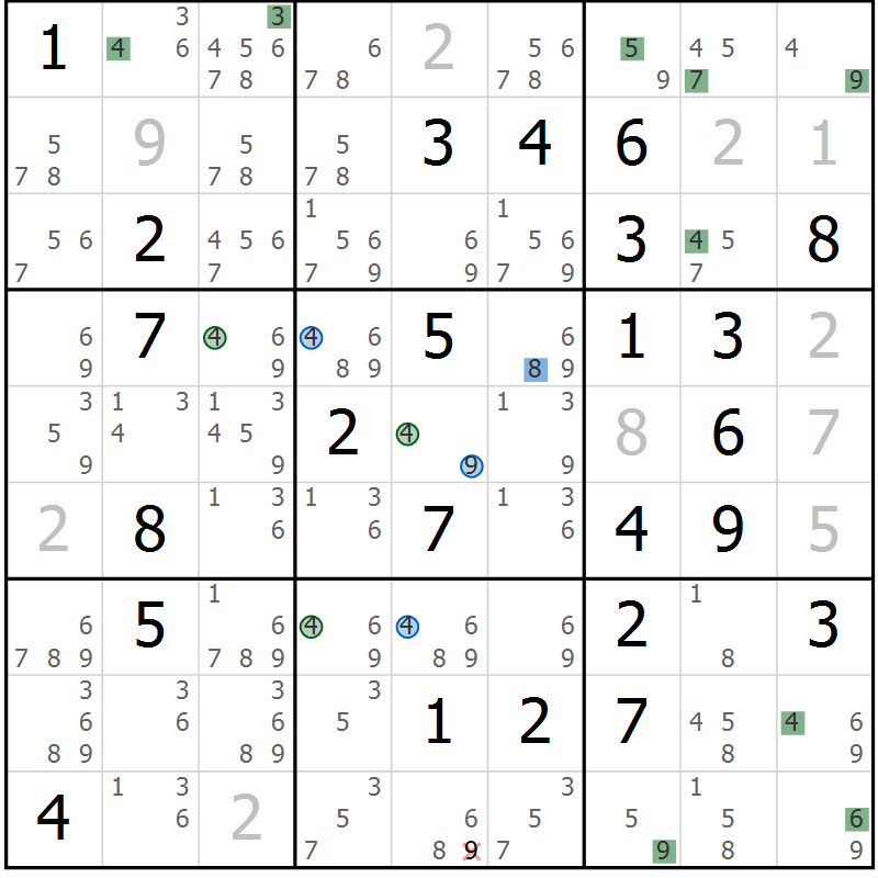 Position des candidats pour la solution de la Gr 39 page 42 du magazine de sudoku Sudoku Suprême n° 041