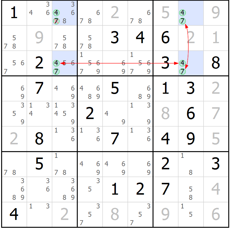 Position des candidats pour la solution de la Gr 39 page 42 du magazine de sudoku Sudoku Suprême n° 041