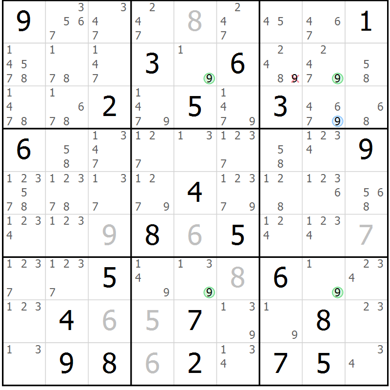 Position des candidats pour la solution de la Gr 4 page 7 du magazine de sudoku Sudoku Suprême n° 041