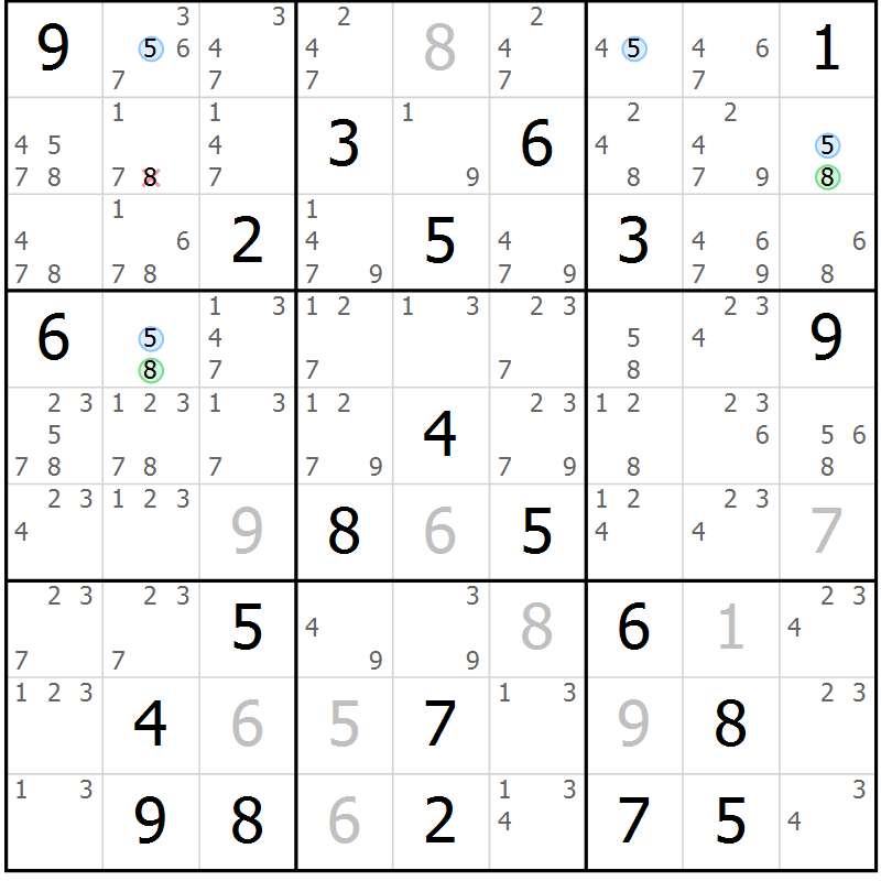 Position des candidats pour la solution de la Gr 4 page 7 du magazine de sudoku Sudoku Suprême n° 041