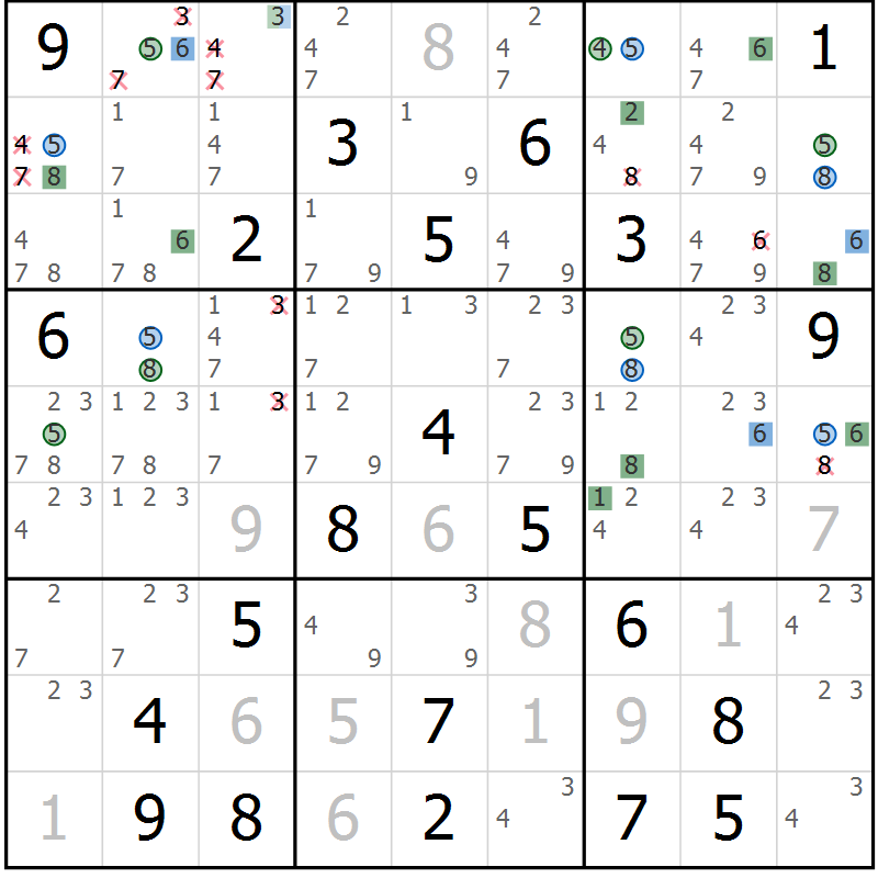 Position des candidats pour la solution de la Gr 4 page 7 du magazine de sudoku Sudoku Suprême n° 041