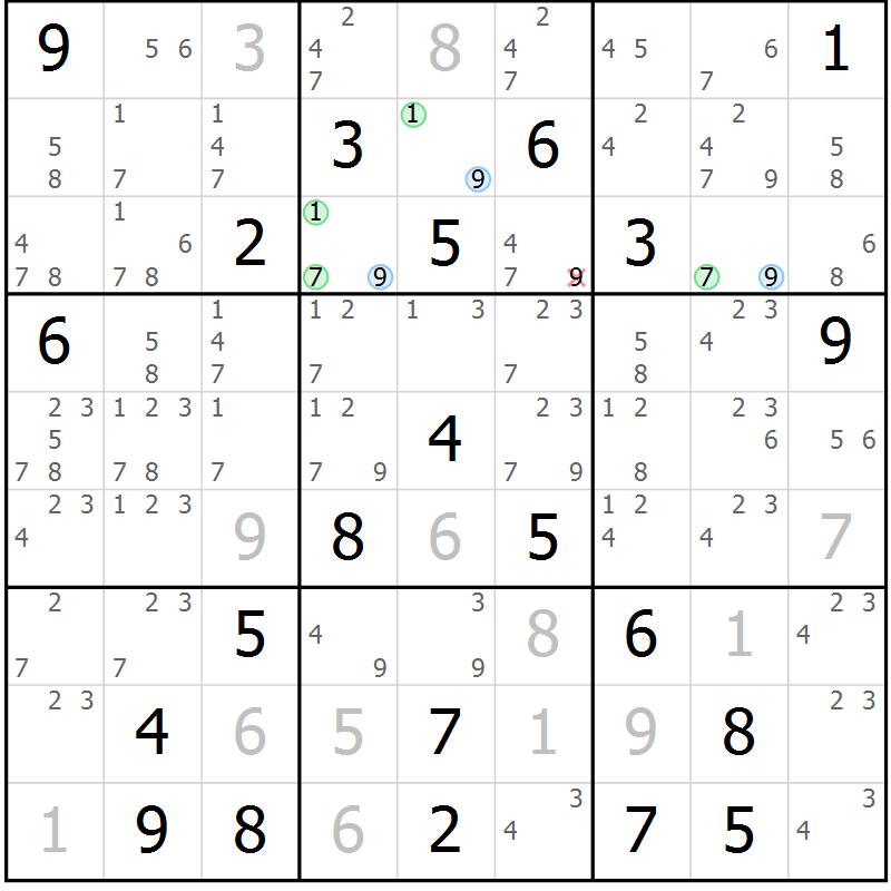 Position des candidats pour la solution de la Gr 4 page 7 du magazine de sudoku Sudoku Suprême n° 041
