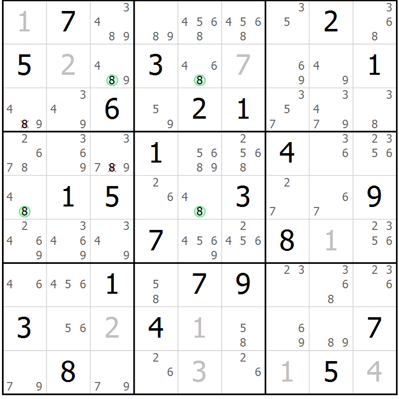 Position des candidats pour la solution de la Gr 40 page 43 du magazine de sudoku Sudoku Suprême n° 041