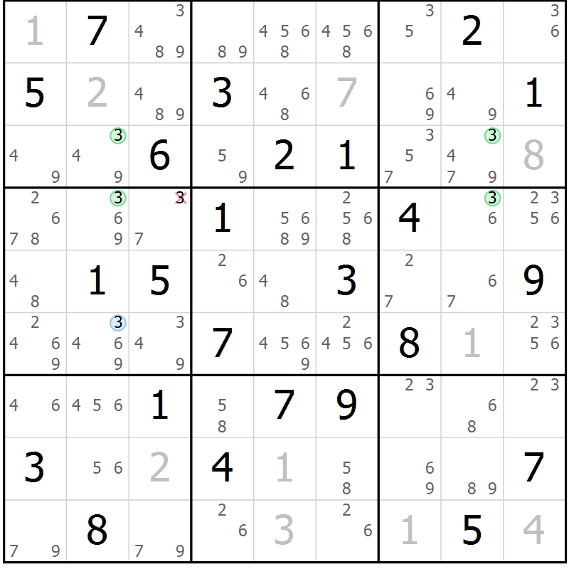Position des candidats pour la solution de la Gr 40 page 43 du magazine de sudoku Sudoku Suprême n° 041