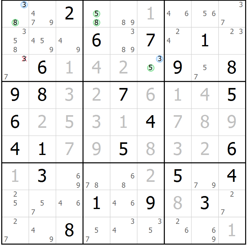 Position des candidats pour la solution de la Gr 41 page 44 du magazine de sudoku Sudoku Suprême n° 041