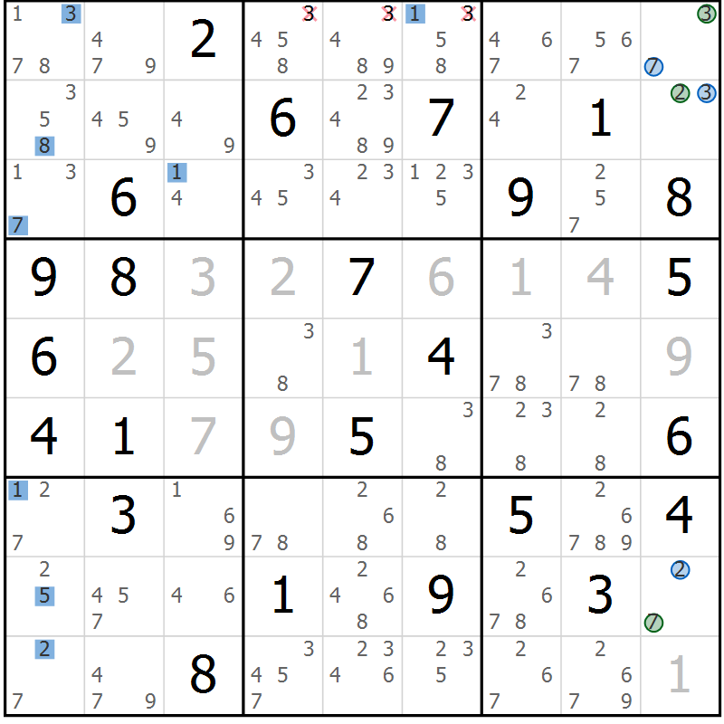Position des candidats pour la solution de la Gr 41 page 44 du magazine de sudoku Sudoku Suprême n° 041