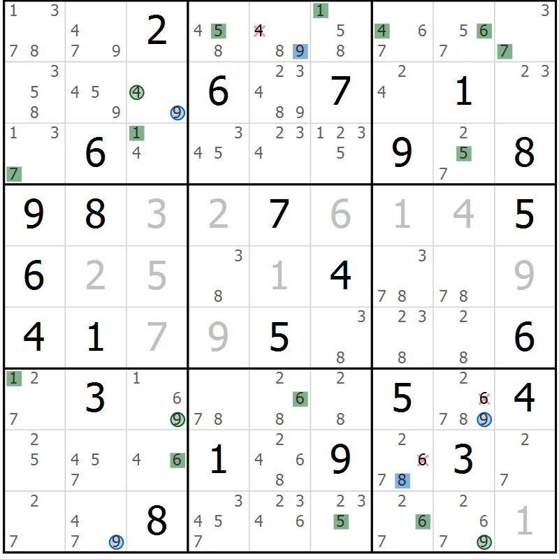 Position des candidats pour la solution de la Gr 41 page 44 du magazine de sudoku Sudoku Suprême n° 041