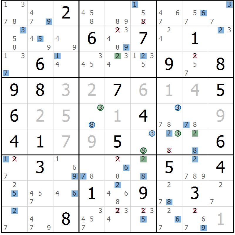 Position des candidats pour la solution de la Gr 41 page 44 du magazine de sudoku Sudoku Suprême n° 041