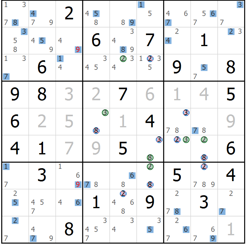 Position des candidats pour la solution de la Gr 41 page 44 du magazine de sudoku Sudoku Suprême n° 041