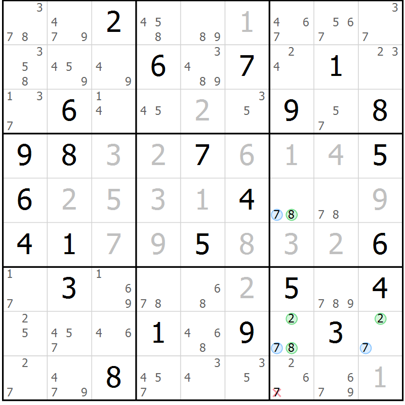Position des candidats pour la solution de la Gr 41 page 44 du magazine de sudoku Sudoku Suprême n° 041