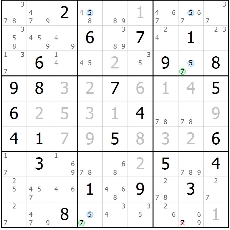 Position des candidats pour la solution de la Gr 41 page 44 du magazine de sudoku Sudoku Suprême n° 041