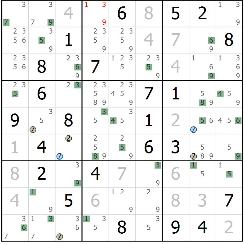 Position des candidats pour la solution de la Gr 44 page 47 du magazine de sudoku Sudoku Suprême n° 041