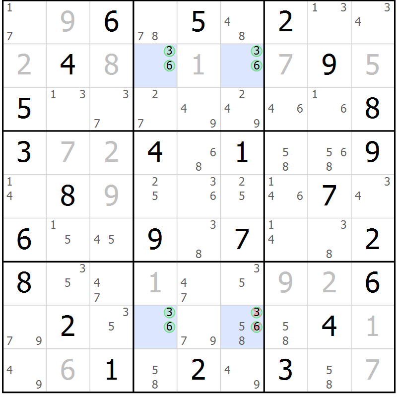 Position des candidats pour la solution de la Gr 47 page 50 du magazine de sudoku Sudoku Suprême n° 041