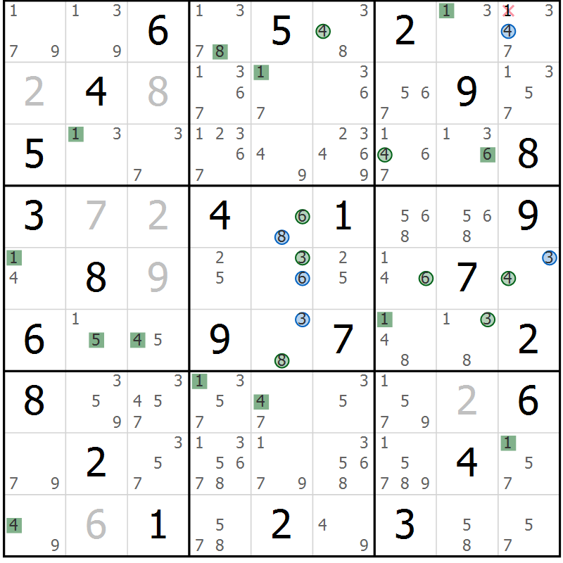 Position des candidats pour la solution de la Gr 47 page 50 du magazine de sudoku Sudoku Suprême n° 041