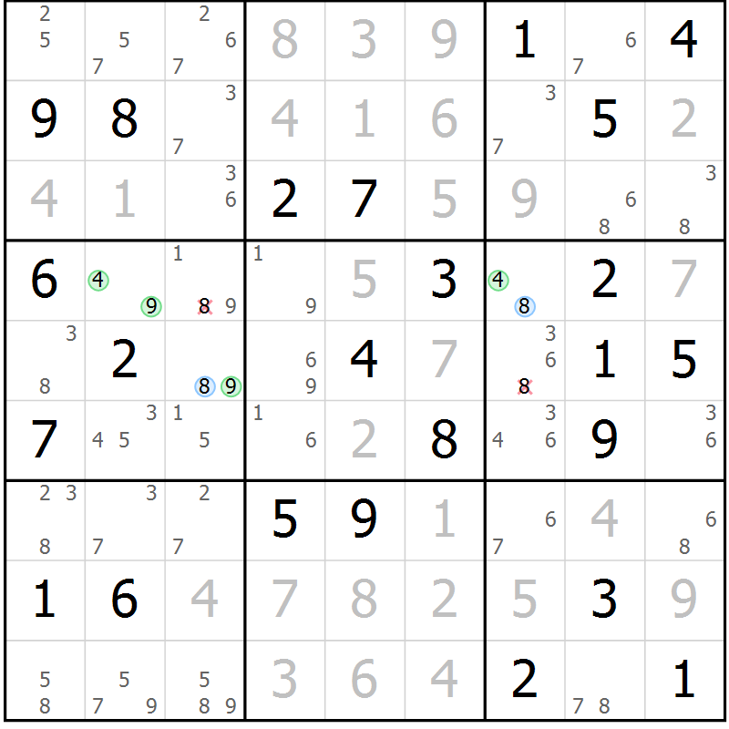 Position des candidats pour la solution de la Gr 49 page 52 du magazine de sudoku Sudoku Suprême n° 041