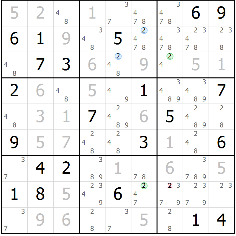 Position des candidats pour la solution de la Gr 5 page 8 du magazine de sudoku Sudoku Suprême n° 041