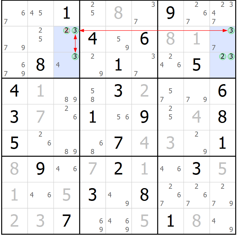 Position des candidats pour la solution de la Gr 54 page 57 du magazine de sudoku Sudoku Suprême n° 041