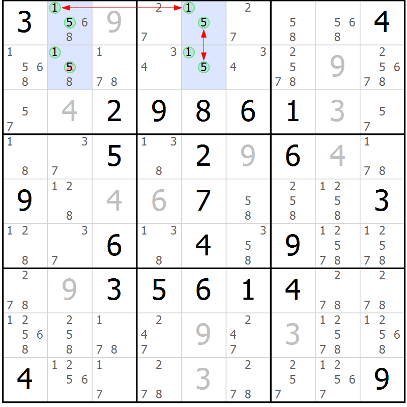 Position des candidats pour la solution de la Gr 55 page 58 du magazine de sudoku Sudoku Suprême n° 041