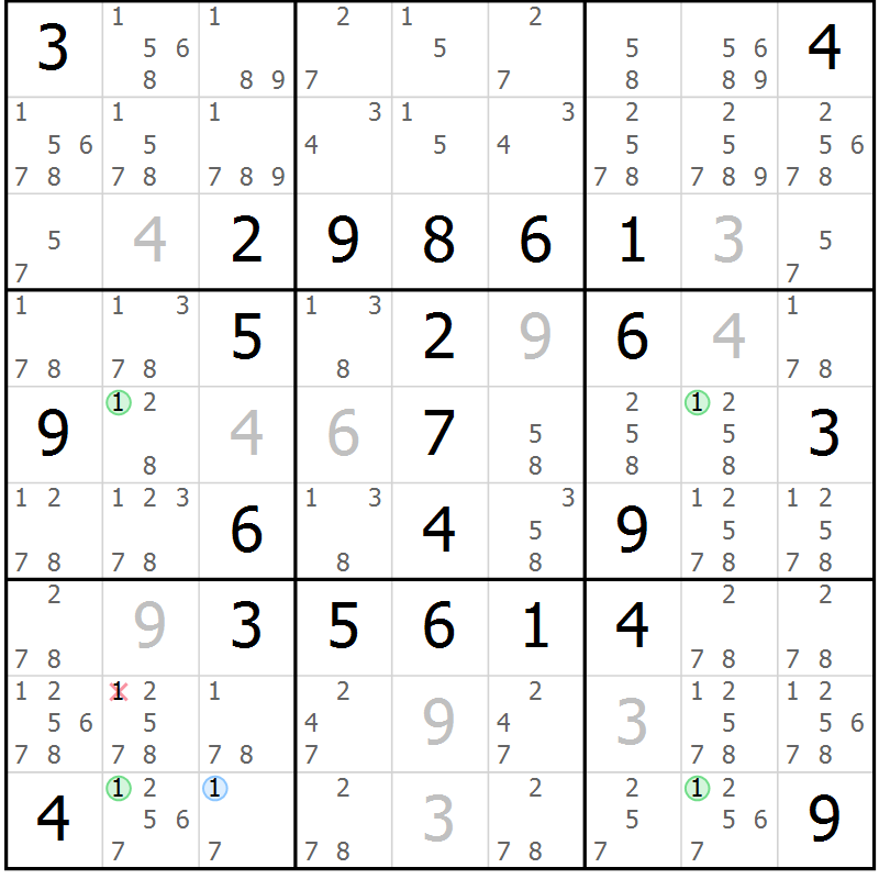 Position des candidats pour la solution de la Gr 55 page 58 du magazine de sudoku Sudoku Suprême n° 041
