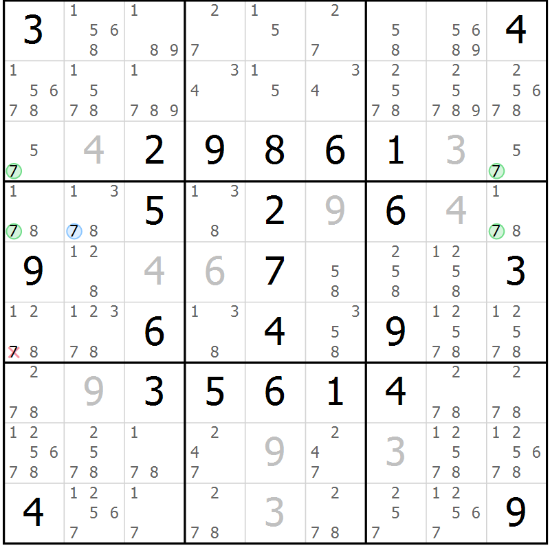 Position des candidats pour la solution de la Gr 55 page 58 du magazine de sudoku Sudoku Suprême n° 041