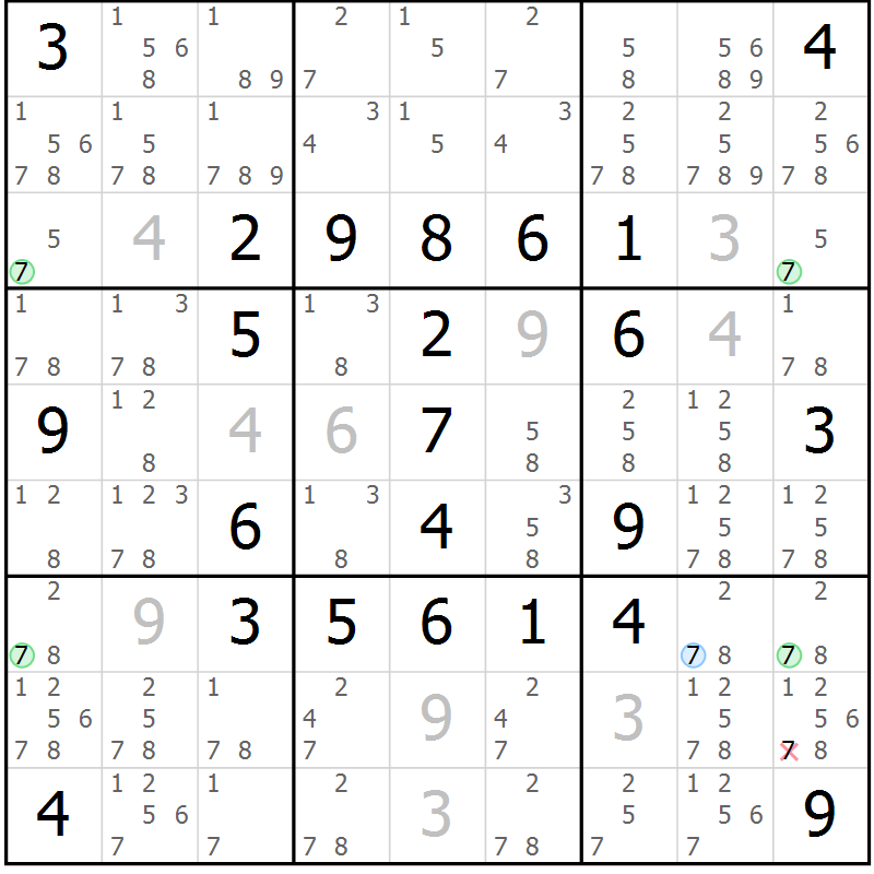 Position des candidats pour la solution de la Gr 55 page 58 du magazine de sudoku Sudoku Suprême n° 041