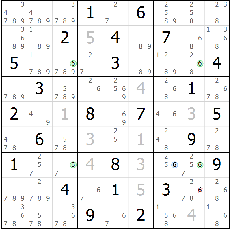 Position des candidats pour la solution de la Gr 59 page 62 du magazine de sudoku Sudoku Suprême n° 041