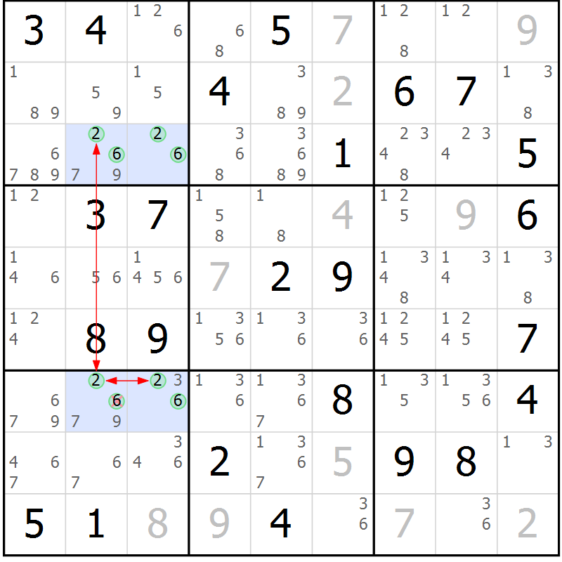 Position des candidats pour la solution de la Gr 60 page 63 du magazine de sudoku Sudoku Suprême n° 041