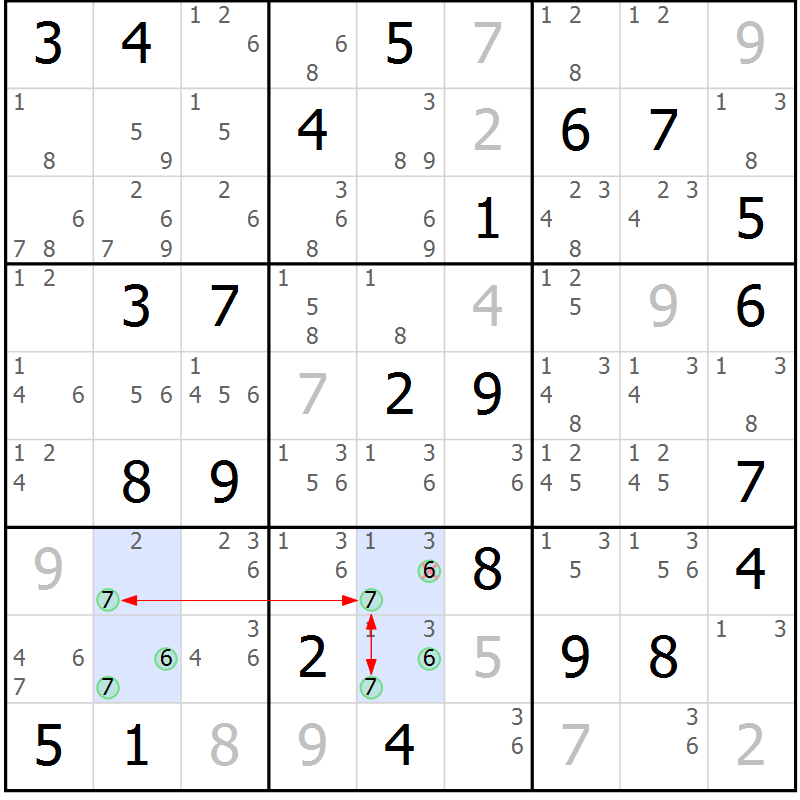 Position des candidats pour la solution de la Gr 60 page 63 du magazine de sudoku Sudoku Suprême n° 041
