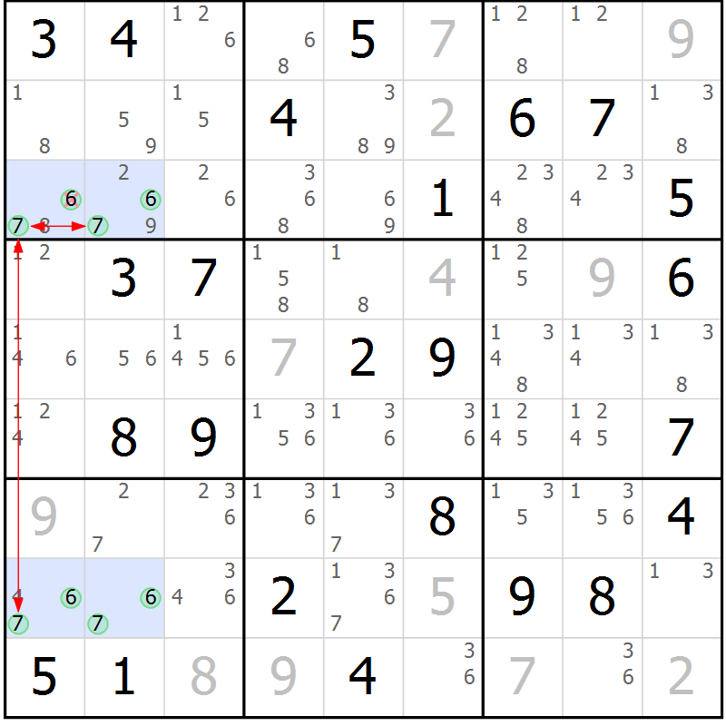Position des candidats pour la solution de la Gr 60 page 63 du magazine de sudoku Sudoku Suprême n° 041