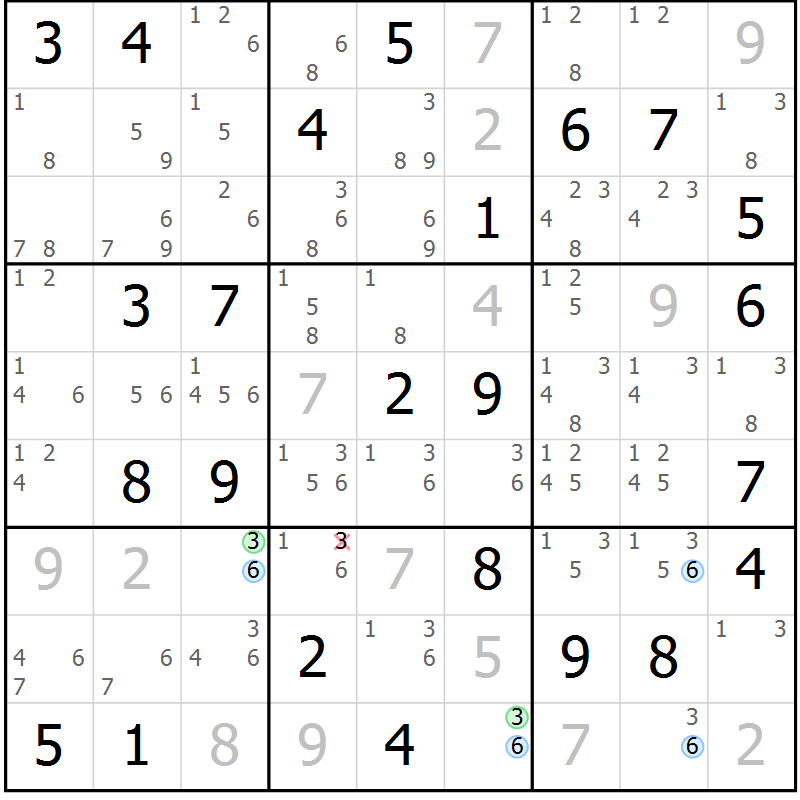 Position des candidats pour la solution de la Gr 60 page 63 du magazine de sudoku Sudoku Suprême n° 041